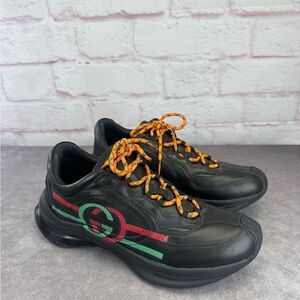 Gucci Men’s Run Leather Black Sneakers 9